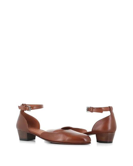 Pantanetti Brown Ankle Strap Pumps