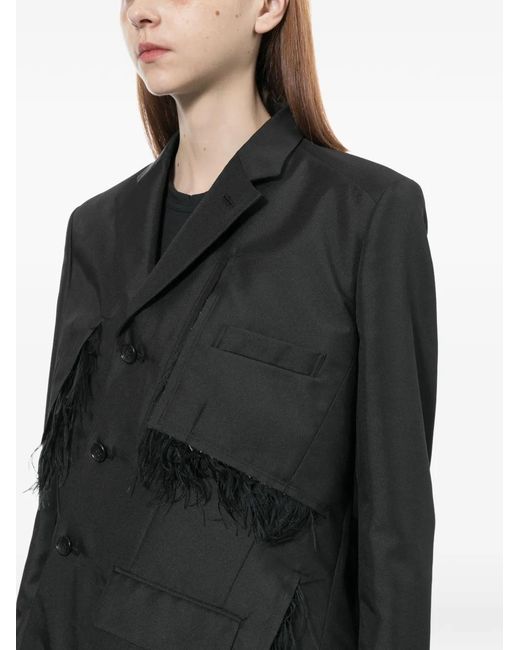 Comme des Garçons Gray Frayed-Trim Single-Breasted Blazer