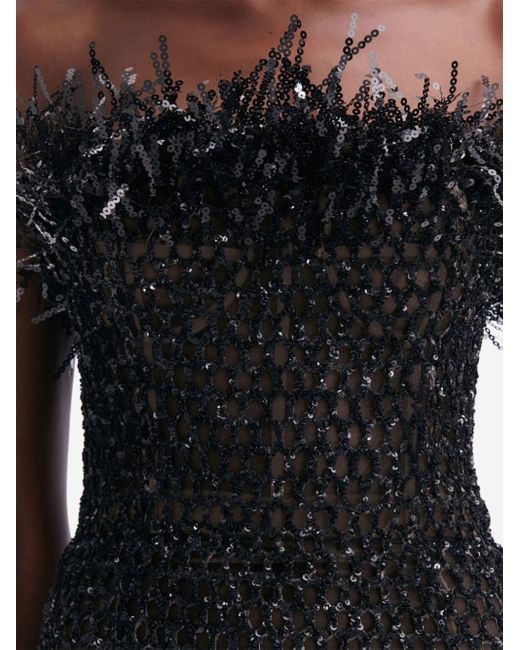 Oscar de la Renta Black Sequin-embellished Tulle Dress