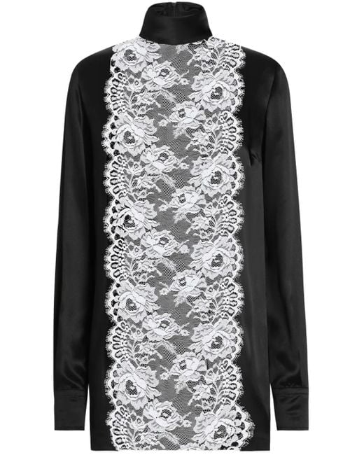 Dolce & Gabbana Black Dolce & Gabbana Blouse With Lace Appliqué