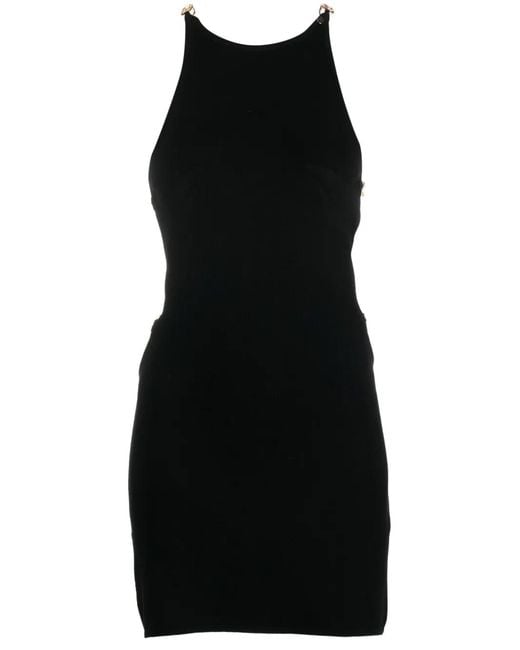 Nissa Black Chain-Link Open-Back Mini Dress