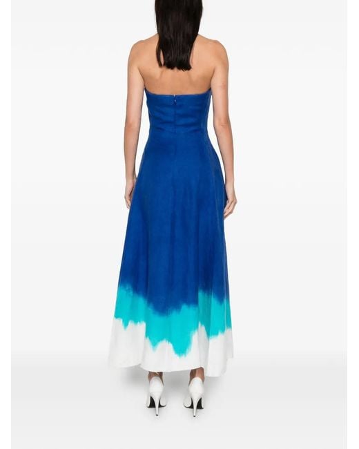 Gabriela Hearst Blue Alessia Strapless Dip-Dye Maxi Dress