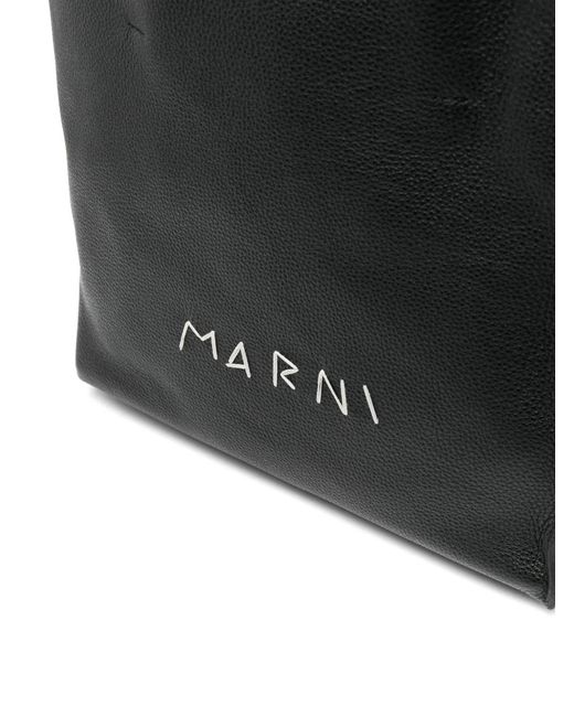 Marni Black Logo-Embroidered Tote Bag