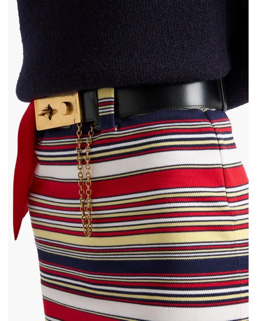 Prada ストライプ スカート Red