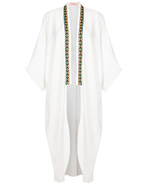 Olympiah White Kimono mit Kontrastborten