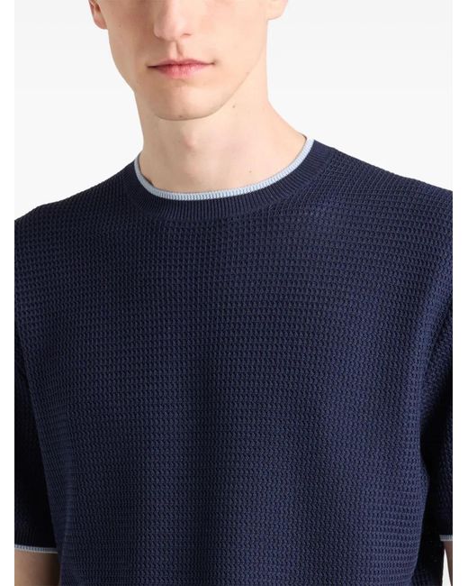 Prada Blue Silk-Blend T-Shirt for men