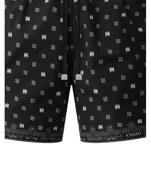 Amiri Black Ma Paisley Swim Trunks for men