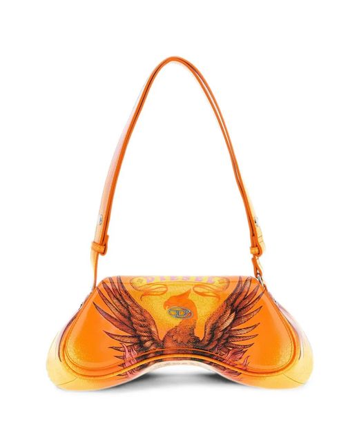DIESEL Orange Play Graphic-Print Crossbody Bag