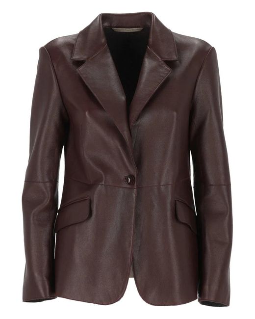 The Jackie Leathers Brown Button Pocket Jacket