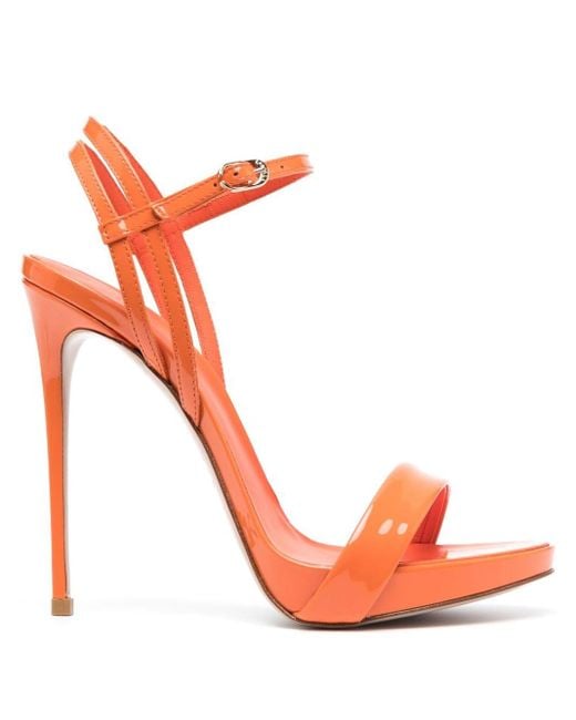 Le Silla Orange Gwen 120mm Patent Leather Sandals