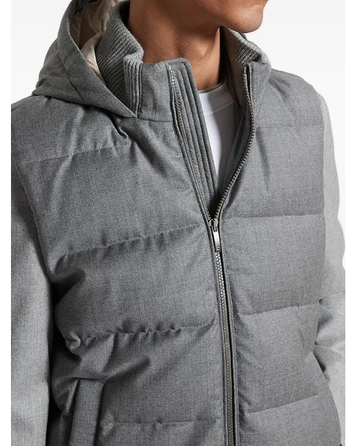 Peserico Gray Hooded Quilted Gilet for men