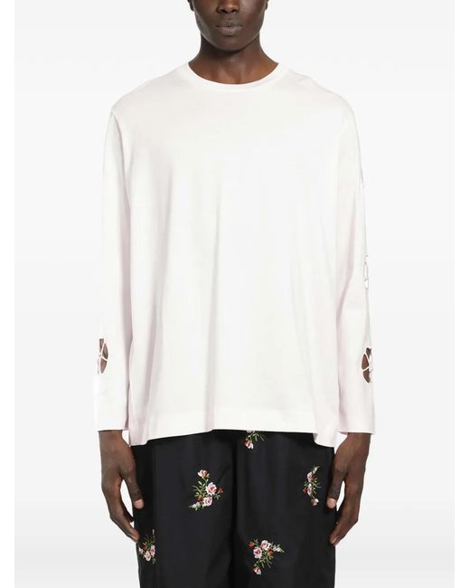 Simone Rocha White Long-Sleeve T-Shirt for men
