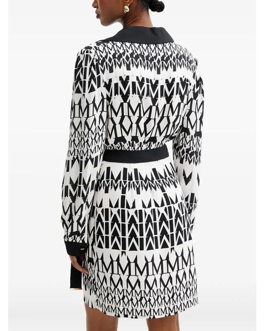 Marciano White Print-Detail Belted Mini Dress