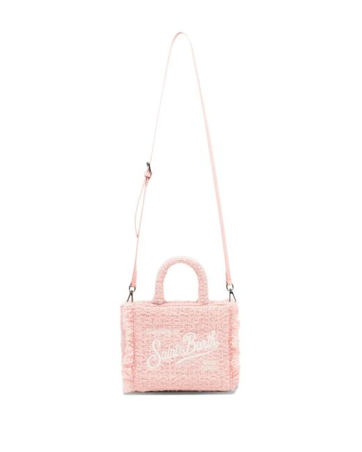 Mc2 Saint Barth Pink Mini Vanity Tweed-Fringed Tote Bag