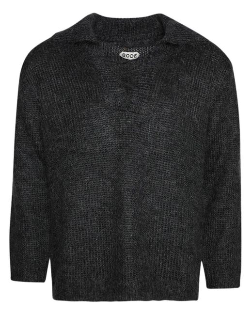 Bode Alpine Pullover mit Schnürung in Black für Herren