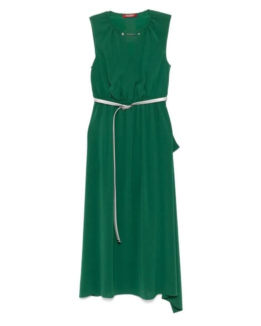 Max Mara Green Ärmelloses Kleid Mit Gürtel