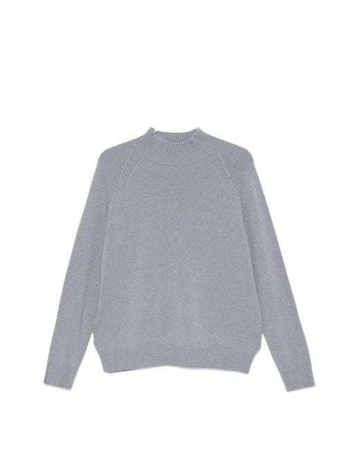 Peserico Gray High-Neck Raglan-Sleeve Sweater