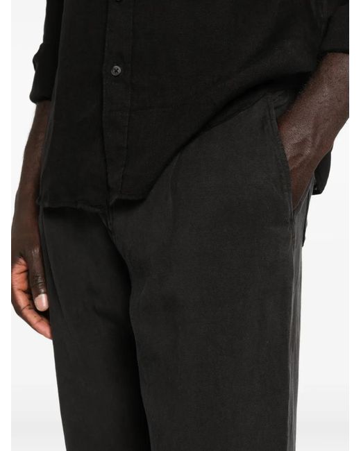 120% Lino Black Straight-Leg Trousers for men