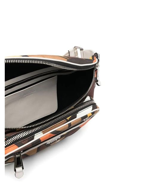 Moschino Gray Abstract-Pattern Belt-Bag for men