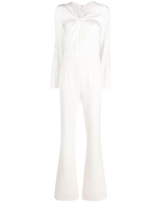 Safiyaa Ruched-detail Crepe Jumpsuit in White | Lyst