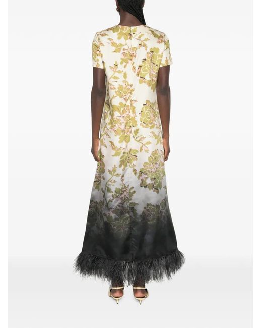 LaDoubleJ White Swing Feather-Trim Maxi Dress