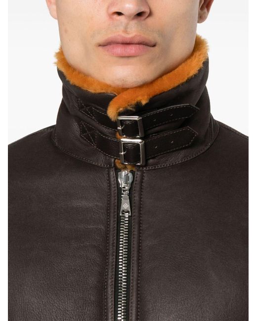 Tagliatore Black Zip-Up Leather Jacket for men