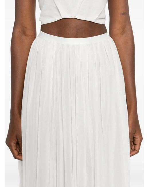 Forte_forte White Gonna Lunga Voile Co/Se Ricamato