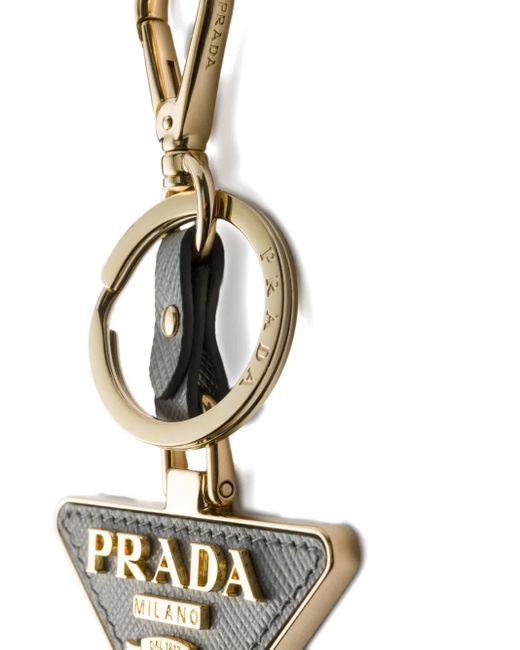 Prada Metallic Porte-Clés À Plaque Logo