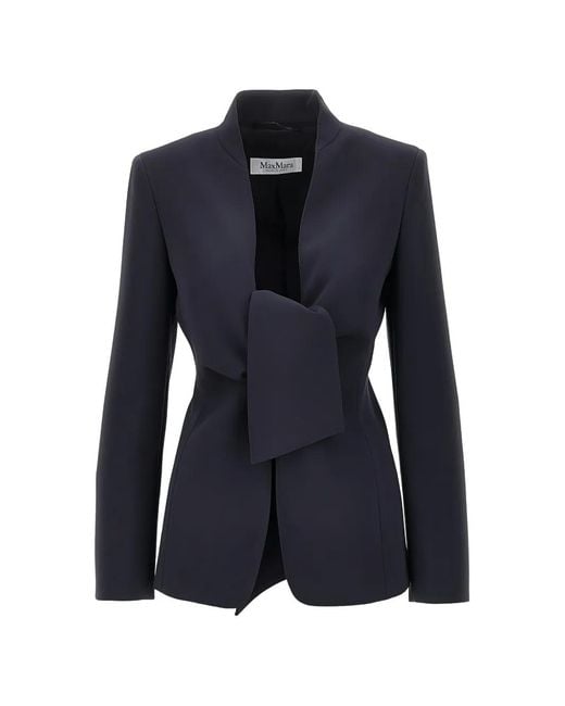 Max Mara Blue Cady Jacket With Sash Detail