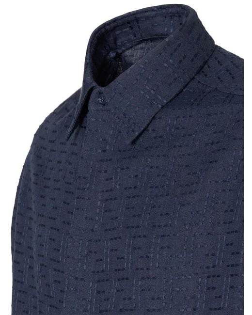 Fendi Blue Patterned Shirt for men