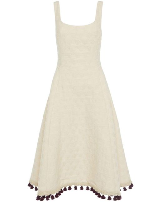 LaDoubleJ White Sophia Embroidered Flared Dress