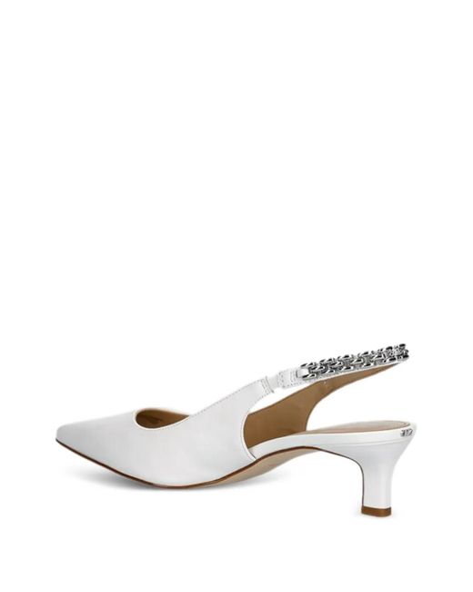 MICHAEL Michael Kors White Chain-Embellished Heeled Pumps