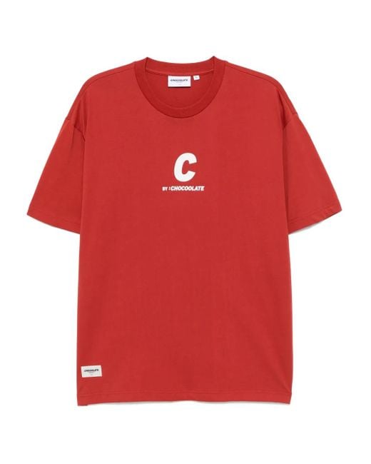 Chocoolate Red Logo-Print T-Shirt for men