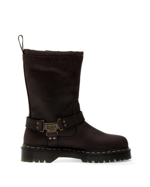 Dr. Martens Black Buckle-Strap Leather Boots