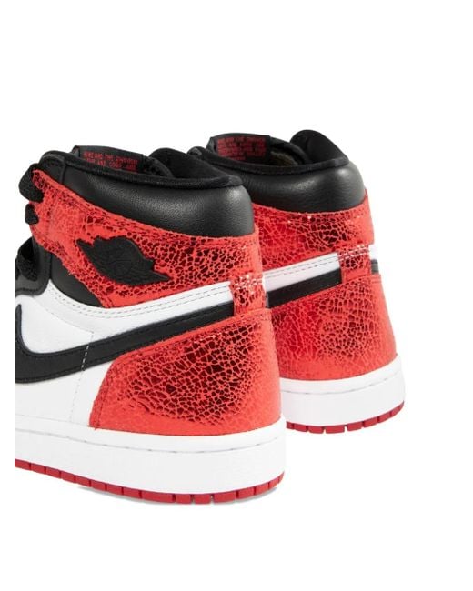 Nike Red Air 1 Retro High-Top Leather Sneakers