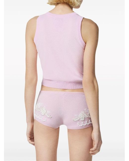 Versace Pink Embroidered Knit Top