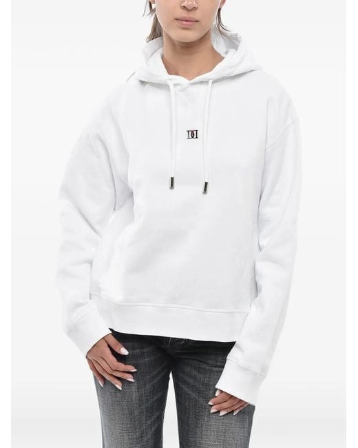 DSquared² White Logo-Plaque Hoodie