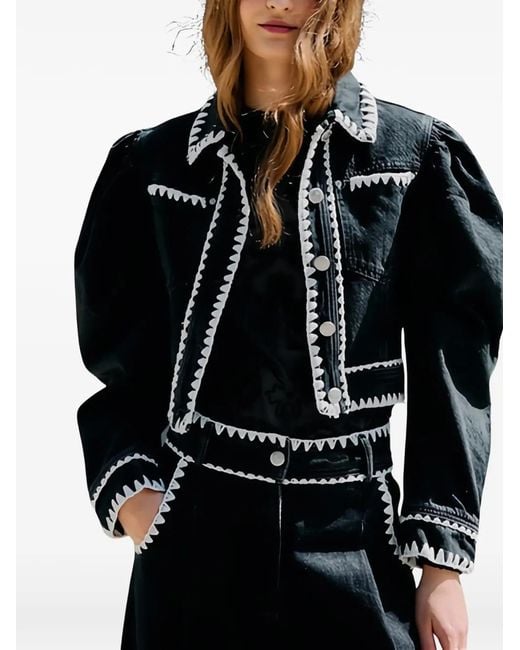 Farm Rio Black Puff-Sleeve Jacket