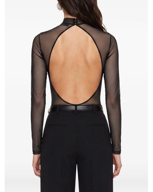 Amen Gray Embellished Open-Back Bodysuit