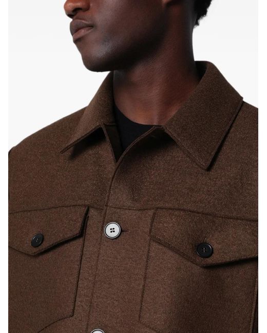 Harris Wharf London Brown Virgin-Wool Western Jacket for men