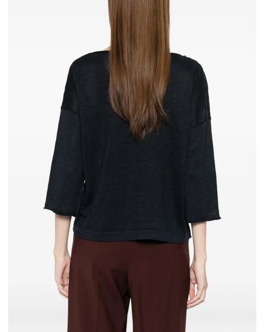 Roberto Collina Black Boat Neck Jumper