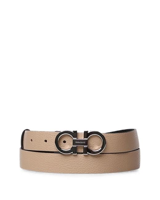 Ferragamo Natural Gancini Reversible Leather Belt