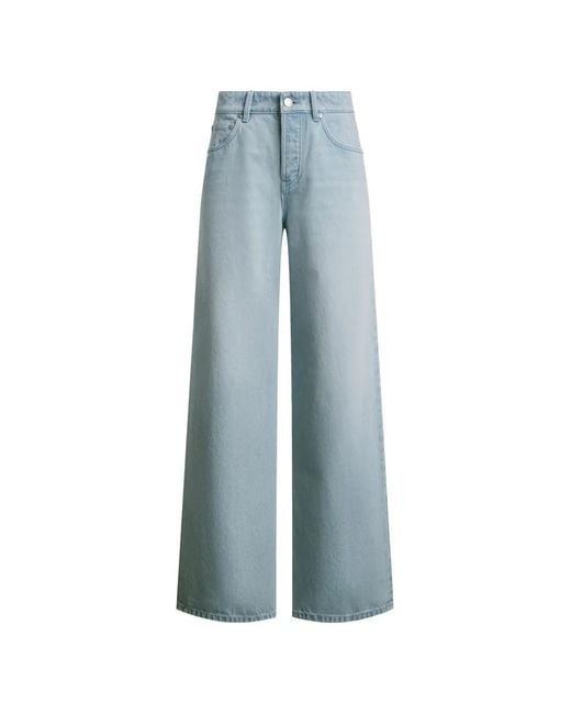 12 STOREEZ Blue 431 Button-Fastening Wide-Leg Jeans
