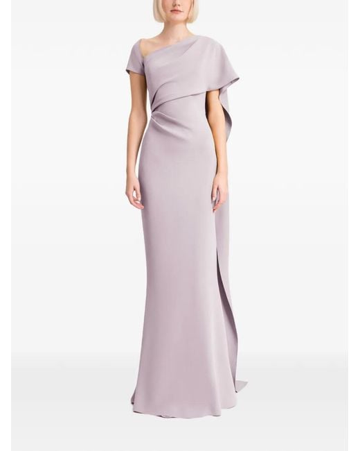 Gemy Maalouf Pink Asymmetrical-Neck Gown