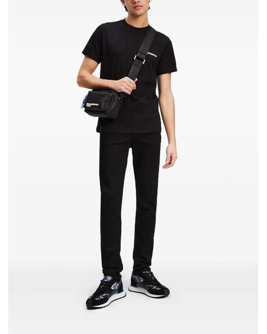 Karl Lagerfeld Black Logo-Patch Skinny Jeans for men