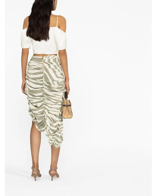 Balmain White Zebra-Print Midi Skirt