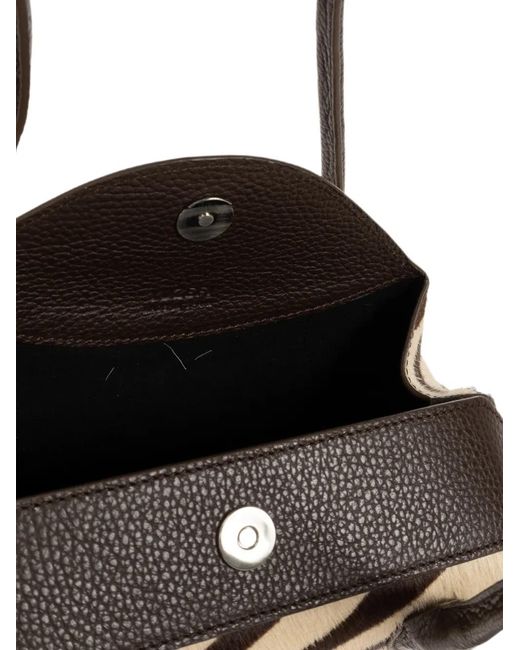 Yuzefi Black Oyster Zebra-Print Shoulder Bag