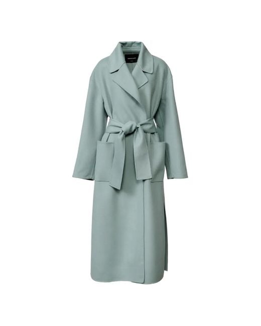 Fabiana Filippi Blue Belted Notch-Lapel Coat