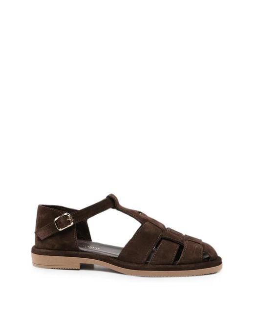 SERGIO MORETTI FIRENZE Brown Suede Caged Sandals