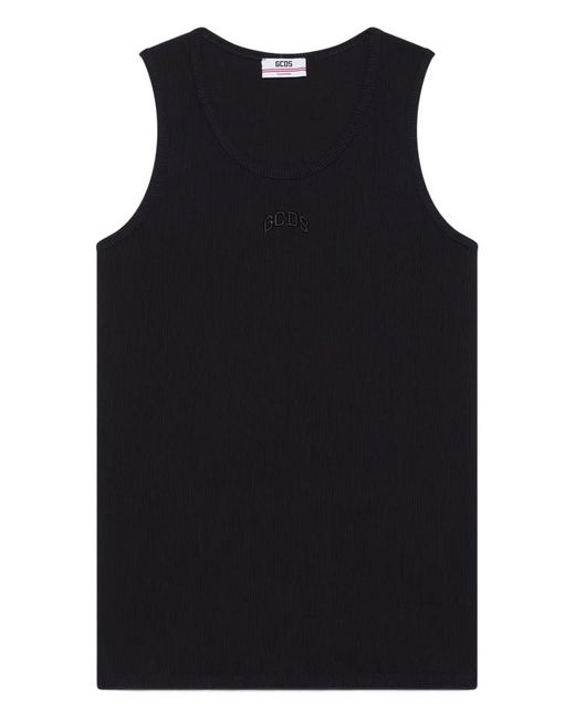Gcds Black Logo-Embroidered Tank Top for men